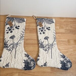 NWT | two quilted cotton print stockings with botanical print